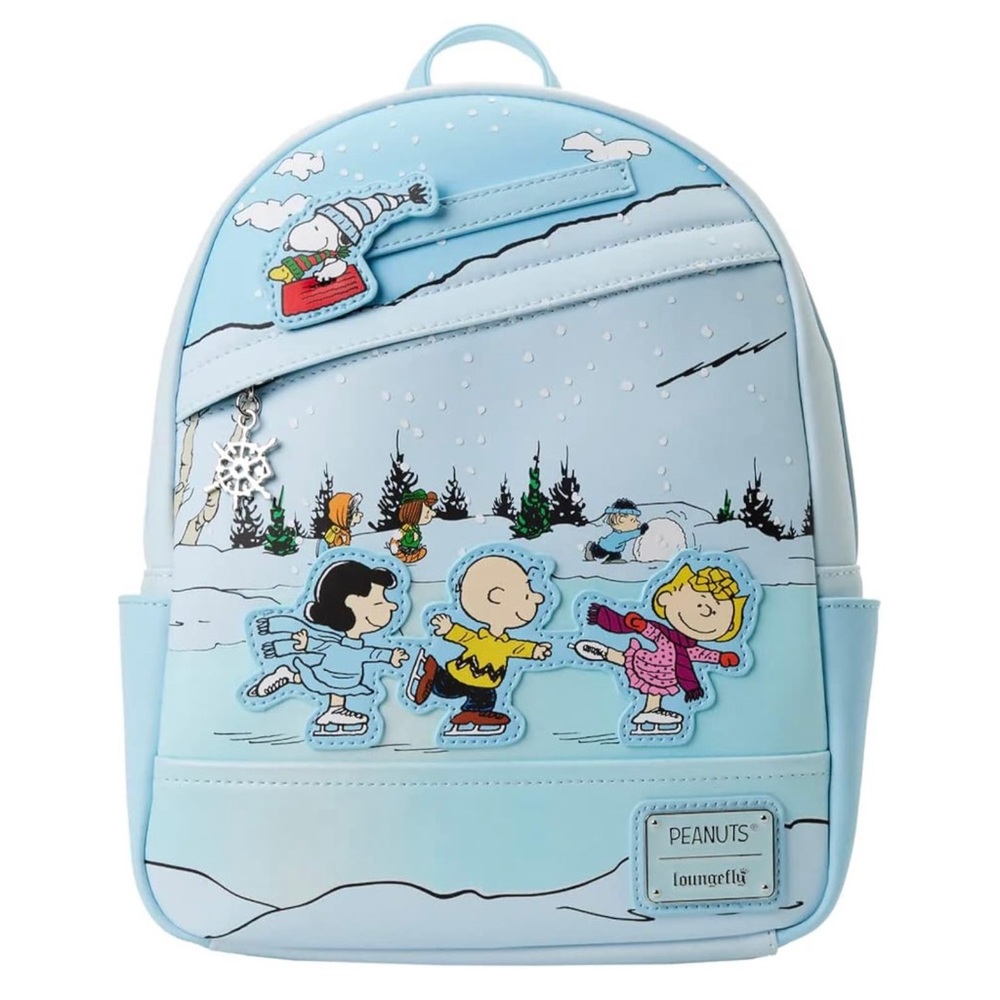 Loungefly Charlie Brown Ice Skating Double Strap Mini Backpack